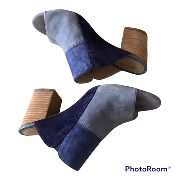 Hush Puppies Sayer Malia Heels Blue Patchwork Suede Mules - Picture 2 of 4
